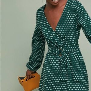 Maeve Teal Patterned Long Sleeve Dress